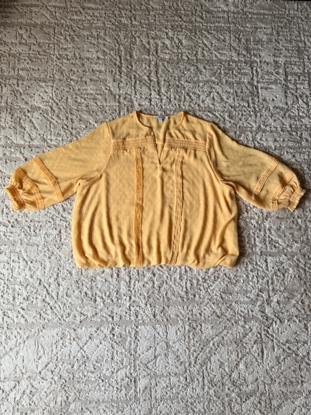 Chico's Yellow Pintuck Peasant Blouse